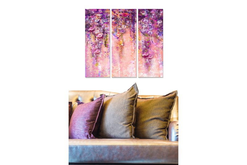 Tavla Floral 3-pack Flerfärgad - 20x50 cm - Inredning - Tavlor & konst - Canvastavlor
