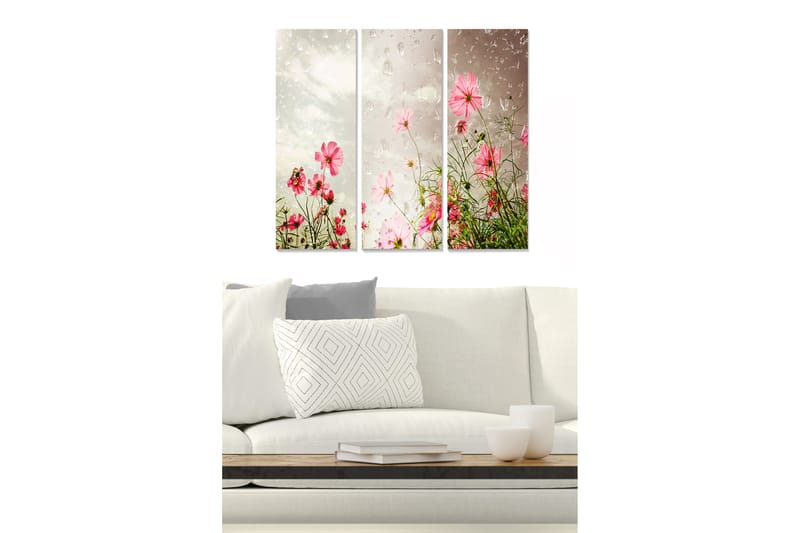 Tavla Floral 3-pack Flerfärgad - 20x50 cm - Inredning - Tavlor & konst - Canvastavlor