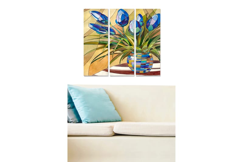 Tavla Floral 3-pack Flerfärgad - 20x50 cm - Inredning - Tavlor & konst - Canvastavlor