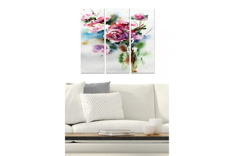 Tavla Floral 3-pack Flerfärgad - 20x50 cm - Inredning - Tavlor & konst - Canvastavlor