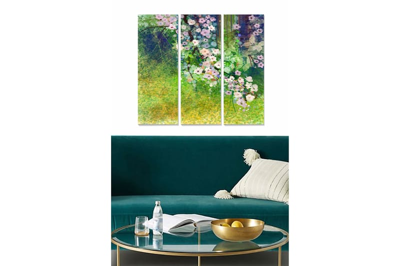 Tavla Floral 3-pack Flerfärgad - 20x50 cm - Inredning - Tavlor & konst - Canvastavlor