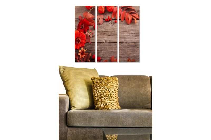 Tavla Floral 3-pack Flerfärgad - 20x50 cm - Inredning - Tavlor & konst - Canvastavlor