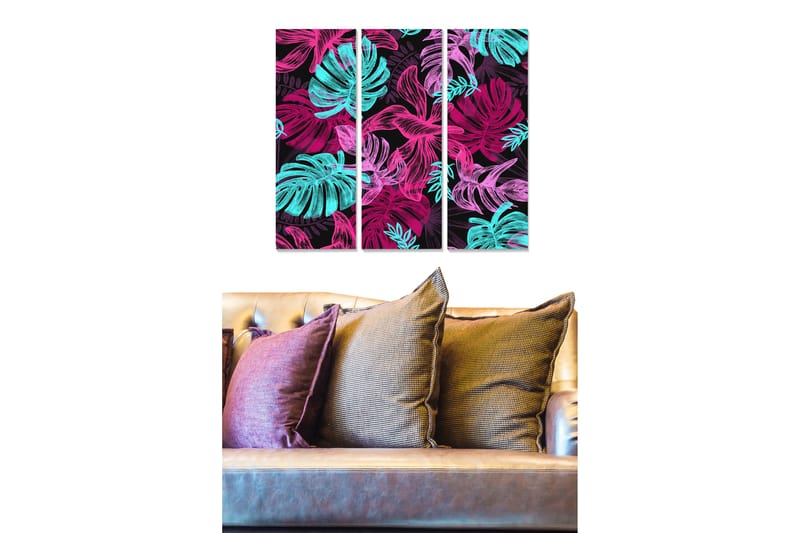 Tavla Floral 3-pack Flerfärgad - 20x50 cm - Inredning - Tavlor & konst - Canvastavlor