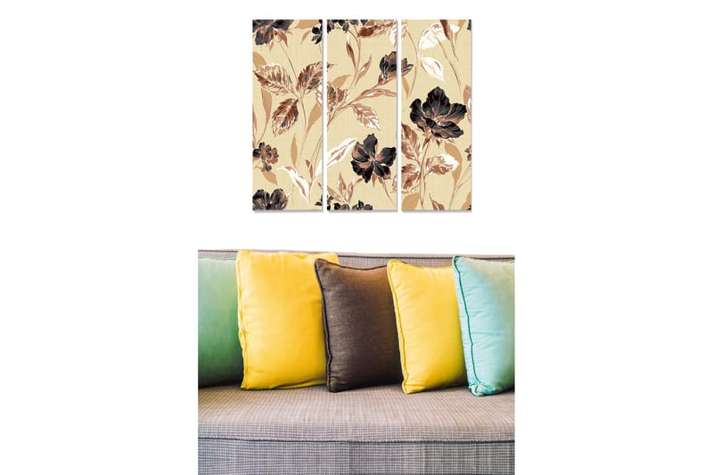 Tavla Floral 3-pack Flerfärgad - 20x50 cm - Inredning - Tavlor & konst - Canvastavlor