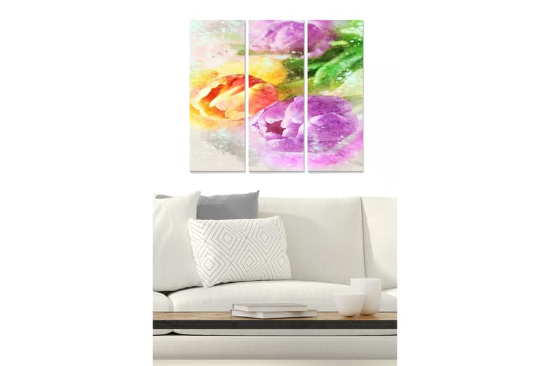 Tavla Floral 3-pack Flerfärgad - 20x50 cm - Inredning - Tavlor & konst - Canvastavlor
