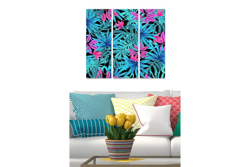 Tavla Floral 3-pack Flerfärgad - 20x50 cm - Inredning - Tavlor & konst - Canvastavlor