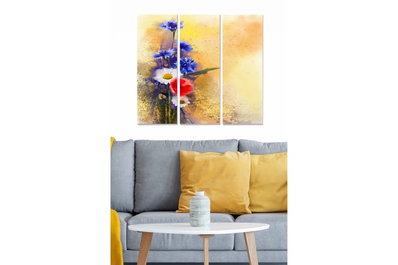 Tavla Floral 3-pack Flerfärgad - 20x50 cm - Inredning - Tavlor & konst - Canvastavlor
