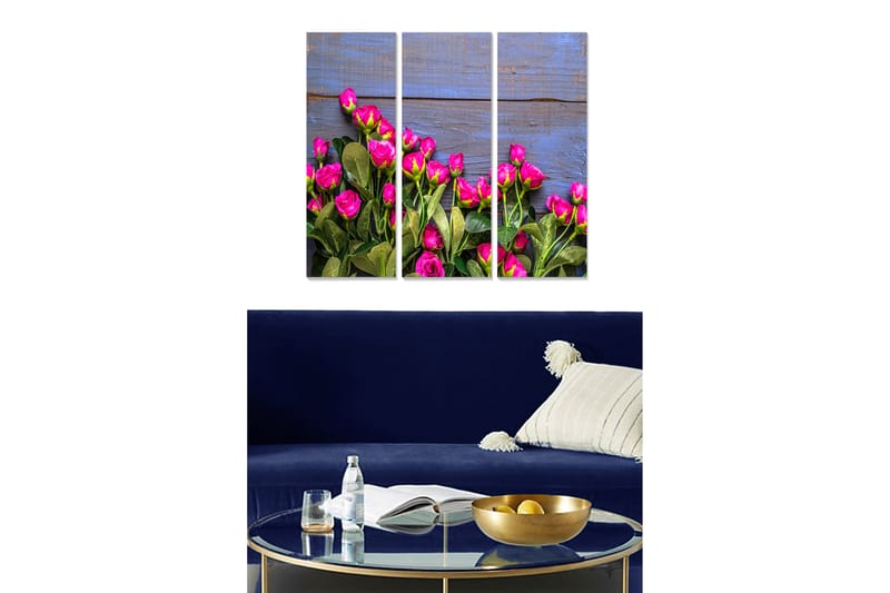 Tavla Floral 3-pack Flerfärgad - 20x50 cm - Inredning - Tavlor & konst - Canvastavlor
