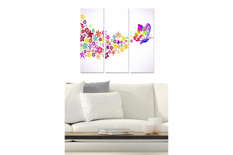 Tavla Floral 3-pack Flerfärgad - 20x50 cm - Inredning - Tavlor & konst - Canvastavlor
