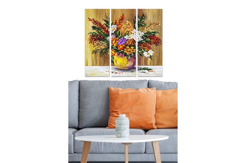 Tavla Floral 3-pack Flerfärgad - 20x50 cm - Inredning - Tavlor & konst - Canvastavlor