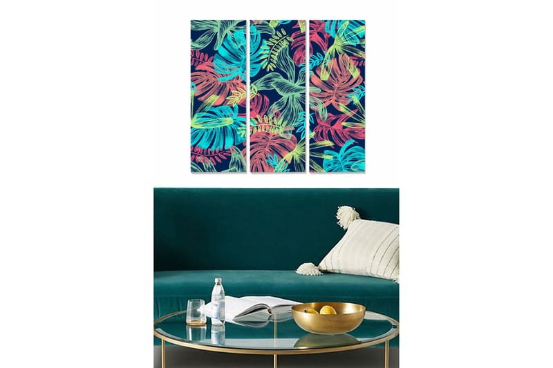 Tavla Floral 3-pack Flerfärgad - 20x50 cm - Inredning - Tavlor & konst - Canvastavlor