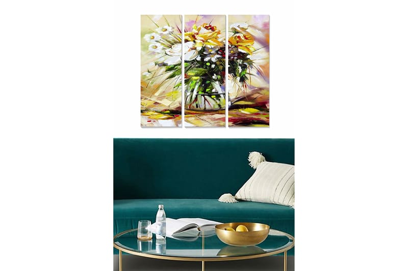 Tavla Floral 3-pack Flerfärgad - 20x50 cm - Inredning - Tavlor & konst - Canvastavlor