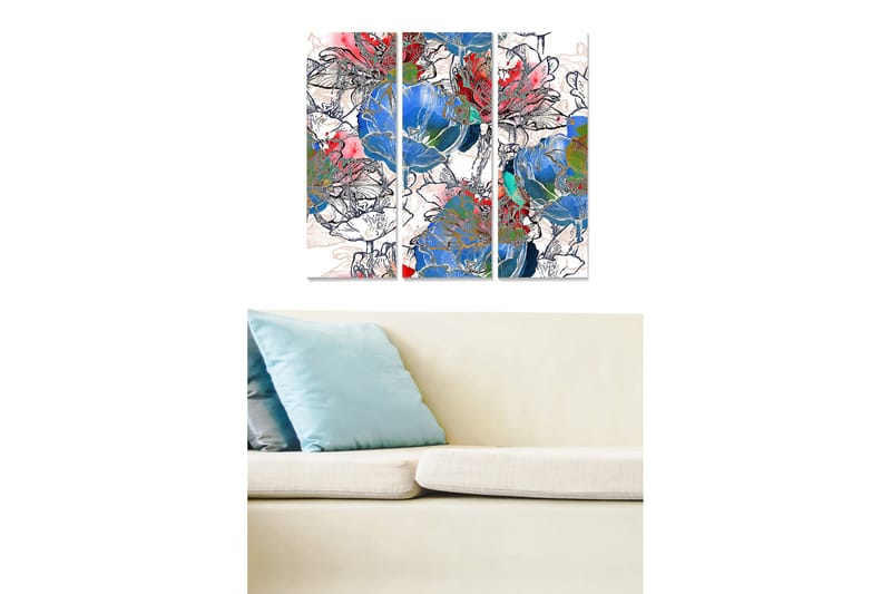 Tavla Floral 3-pack Flerfärgad, 20x50 cm