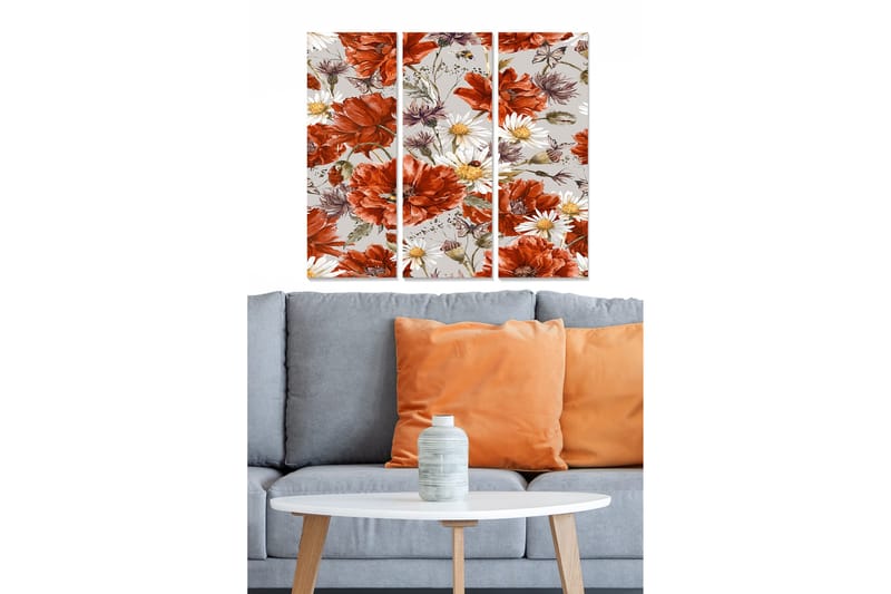 Tavla Floral 3-pack Flerfärgad, 20x50 cm