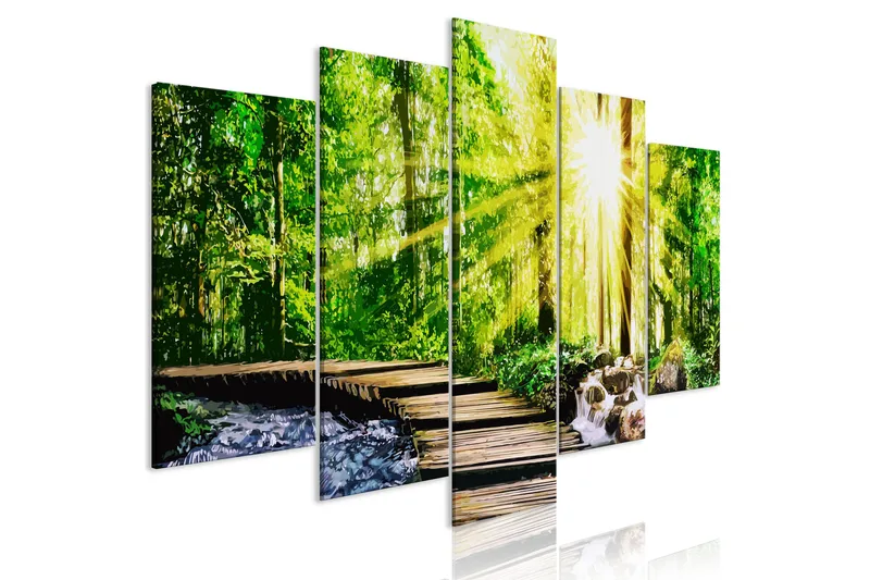 Tavla Forest Footbridge 5 Parts Wide 200x100, Artgeist sp. z o. o.