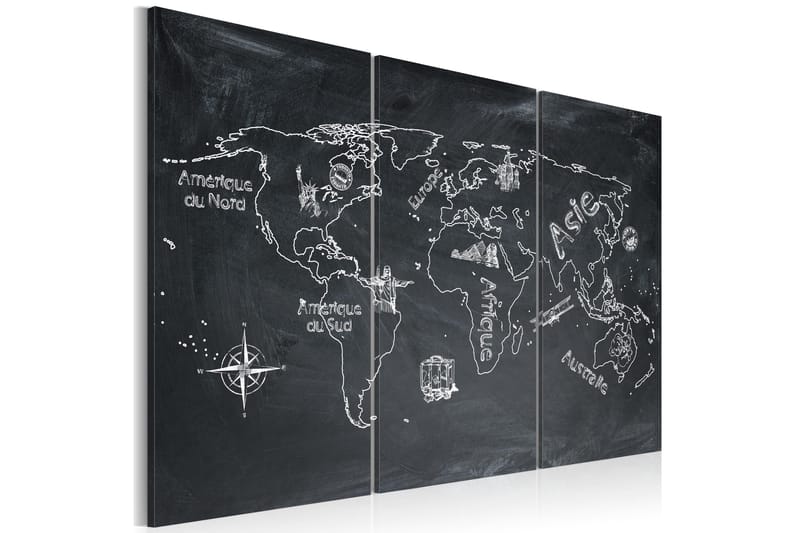 Tavla Geografi Lektion Franska Triptych 120x80 - Artgeist sp. z o. o. - Inredning - Tavlor & konst - Canvastavlor