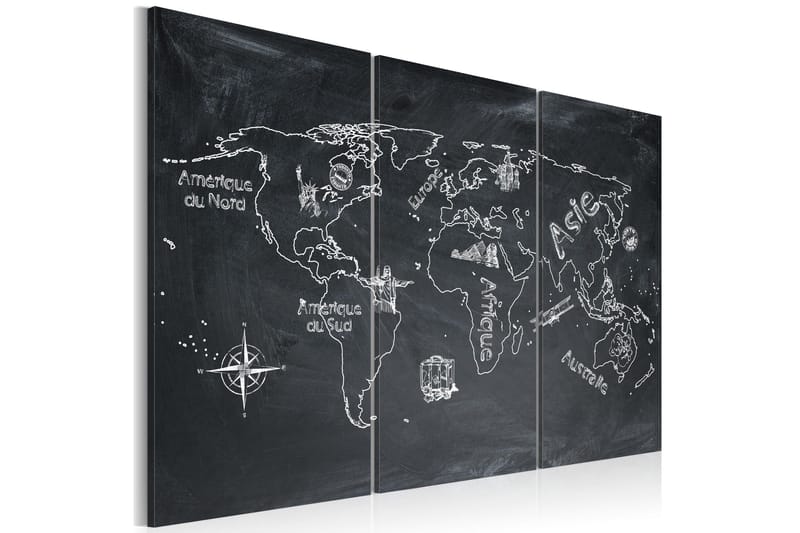 Tavla Geografi lektion (franska) Triptych 90x60 - Artgeist sp. z o. o. - Inredning - Tavlor & konst - Canvastavlor