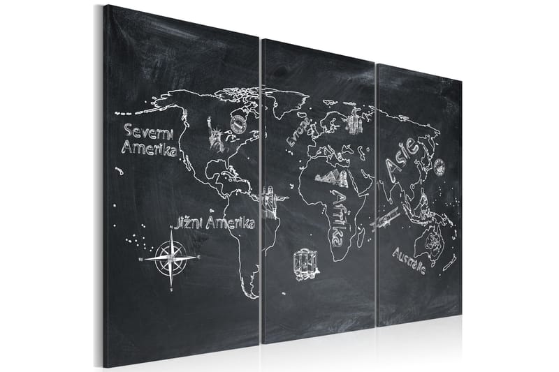 Tavla Geografi lektion (tjeckiska språket) Triptych 90x60 - Artgeist sp. z o. o. - Inredning - Tavlor & konst - Canvastavlor