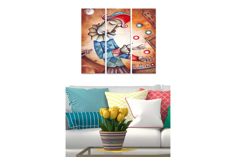 Tavla Geometric 3-pack Flerfärgad - 20x50 cm - Inredning - Tavlor & konst - Canvastavlor