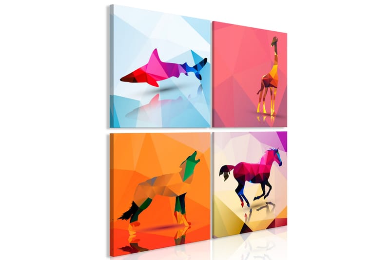 Tavla Geometric Animals 4 Parts 60x60 - Artgeist sp. z o. o. - Inredning - Tavlor & konst - Canvastavlor