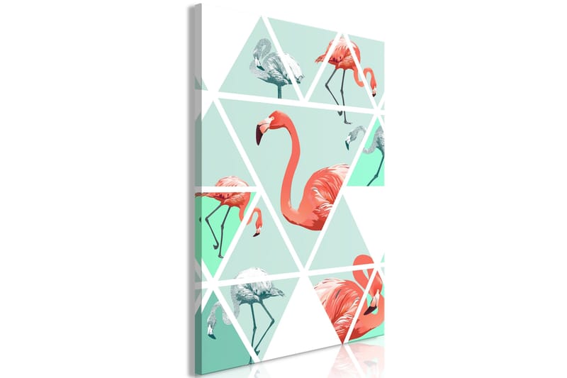 Tavla Geometric Flamingos (1 Part) Vertical 60x90 - Artgeist sp. z o. o. - Inredning - Tavlor & konst - Canvastavlor