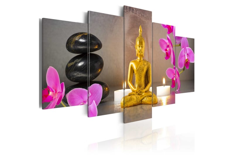 Tavla Golden Buddha And Orchids 100x50, Artgeist sp. z o. o.