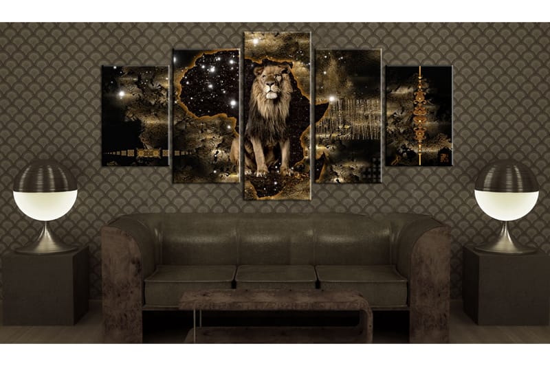 Tavla Golden Lion 200x100 - Artgeist sp. z o. o. - Canvastavlor