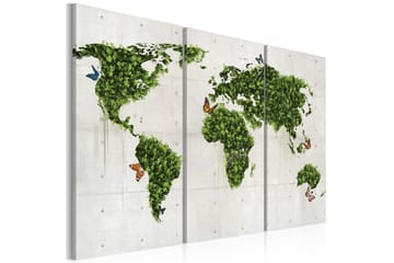 Tavla Grönt land fjärilar triptyk 90x60