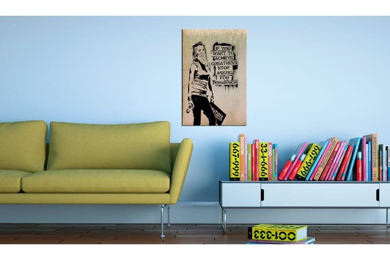 Tavla Graffiti Slogan by Banksy 80x120 - Artgeist sp. z o. o. - Inredning - Tavlor & konst - Canvastavlor