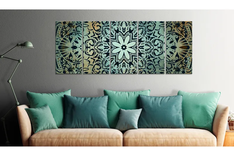 Tavla Green Mandala 225x90 - Artgeist sp. z o. o. - Inredning - Tavlor & konst - Canvastavlor