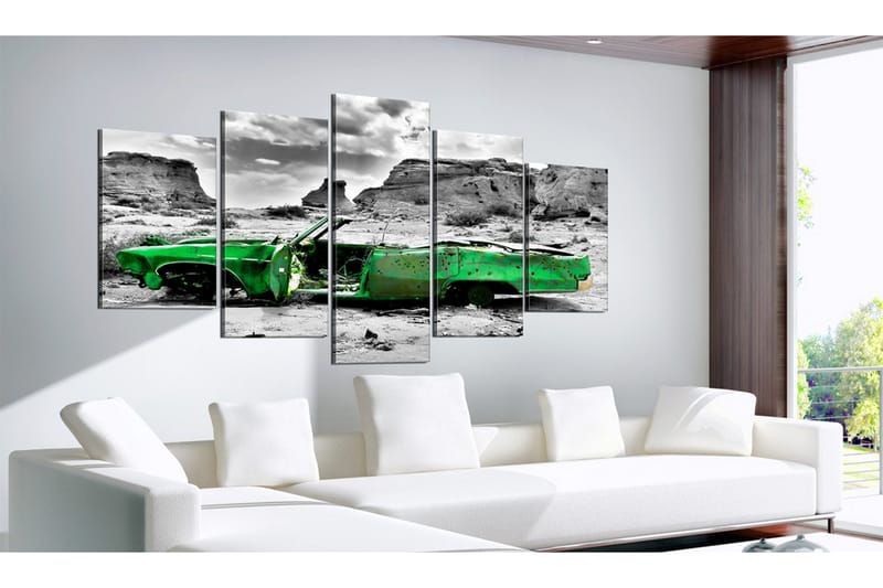 Tavla Green Retro Car At Colorado Desert 100x50 - Artgeist sp. z o. o. - Inredning - Tavlor & konst - Canvastavlor