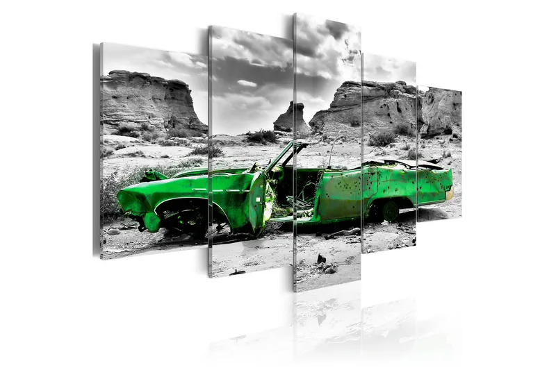 Tavla Green Retro Car At Colorado Desert 100x50, Artgeist sp. z o. o.