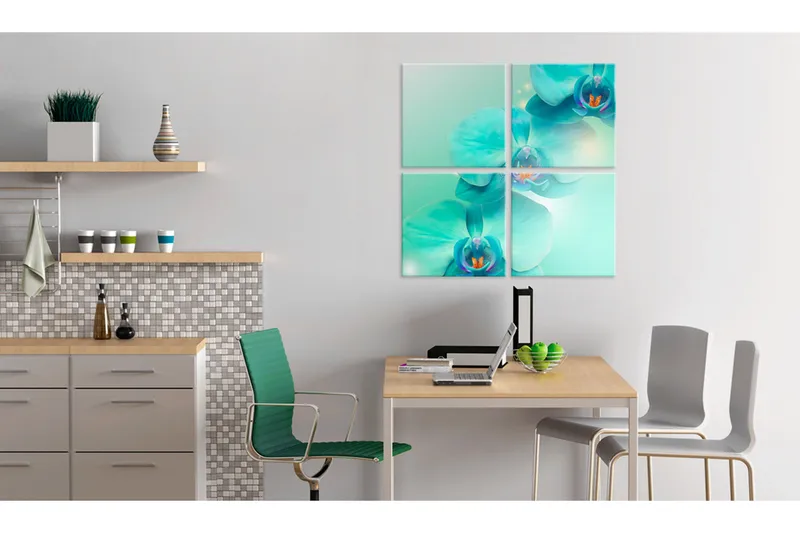 Tavla Himmelsblå Orkidéer 80x80 - Artgeist sp. z o. o. - Inredning - Tavlor & konst - Canvastavlor
