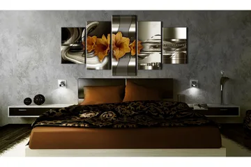 Tavla Hippeastrum And Abstract Waves 200x100 - Artgeist sp. z o. o. - Inredning - Tavlor & konst - Canvastavlor