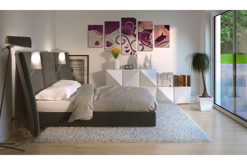 Tavla Hjärtan Och Lilja 200x100 - Artgeist sp. z o. o. - Inredning - Tavlor & konst - Canvastavlor
