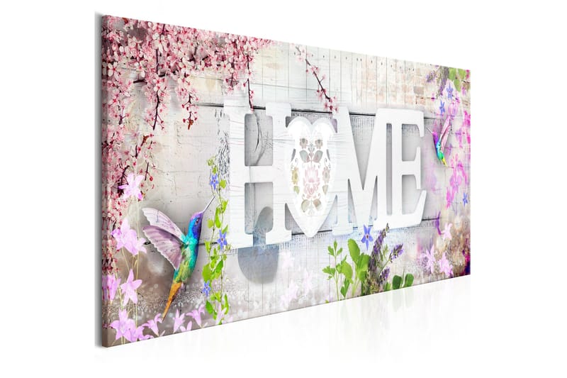 Tavla Home and Hummingbirds (1 Part) Pink Narrow 150x50 - Artgeist sp. z o. o. - Inredning - Tavlor & konst - Canvastavlor