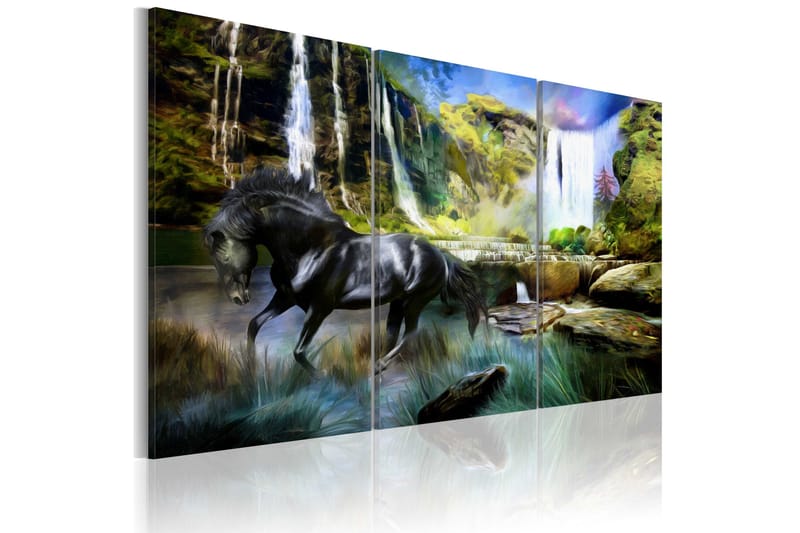 Tavla Horse on the sky-blue waterfall background 90x60 - Artgeist sp. z o. o. - Inredning - Tavlor & konst - Canvastavlor