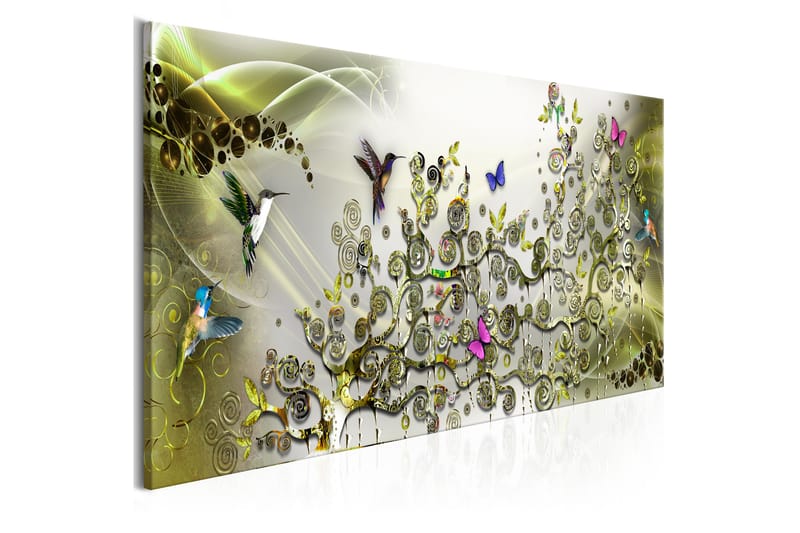 Tavla Hummingbirds Dance (1 Part) Green Narrow 150x50 - Artgeist sp. z o. o. - Inredning - Tavlor & konst - Canvastavlor