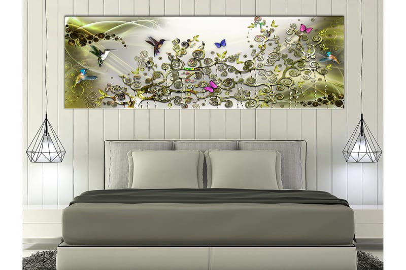 Tavla Hummingbirds Dance (1 Part) Green Narrow 120x40, Artgeist sp. z o. o.