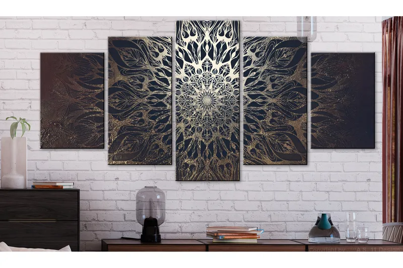 Tavla Hypnosis 5 Parts Brown Wide 200x100 - Artgeist sp. z o. o. - Inredning - Tavlor & konst - Canvastavlor