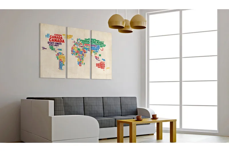 Tavla Italienska namn på länder Triptych 90x60, Artgeist sp. z o. o.