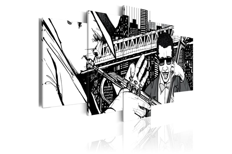 Tavla Jazzkonsert New York Skyskrapor 5 St 100x50, Artgeist sp. z o. o.
