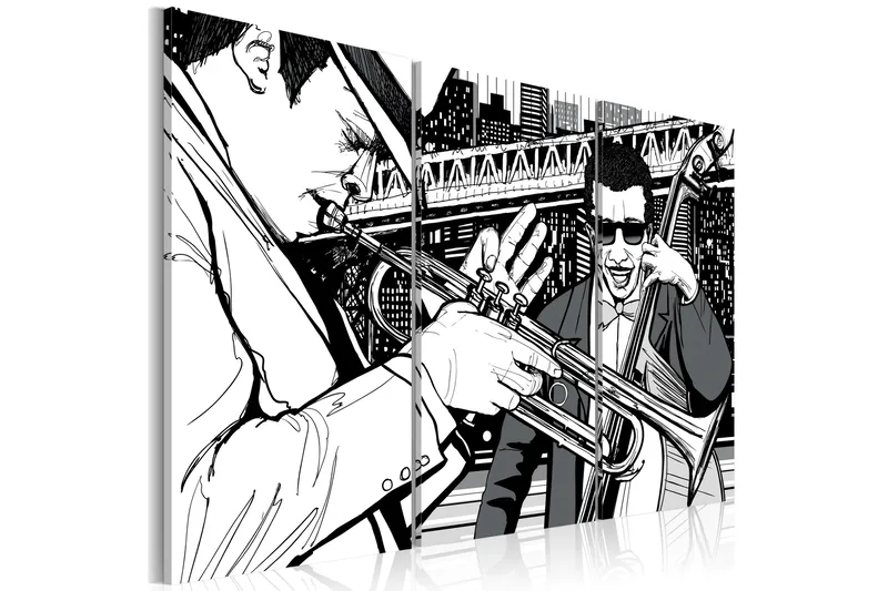 Tavla Jazzkonsert på bakgrunden av New York 90x60 - Artgeist sp. z o. o. - Inredning - Tavlor & konst - Canvastavlor