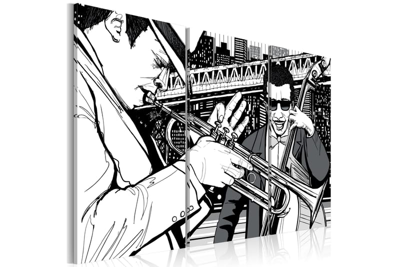 Tavla Jazzkonsert på bakgrunden av New York 90x60 - Artgeist sp. z o. o. - Inredning - Tavlor & konst - Canvastavlor