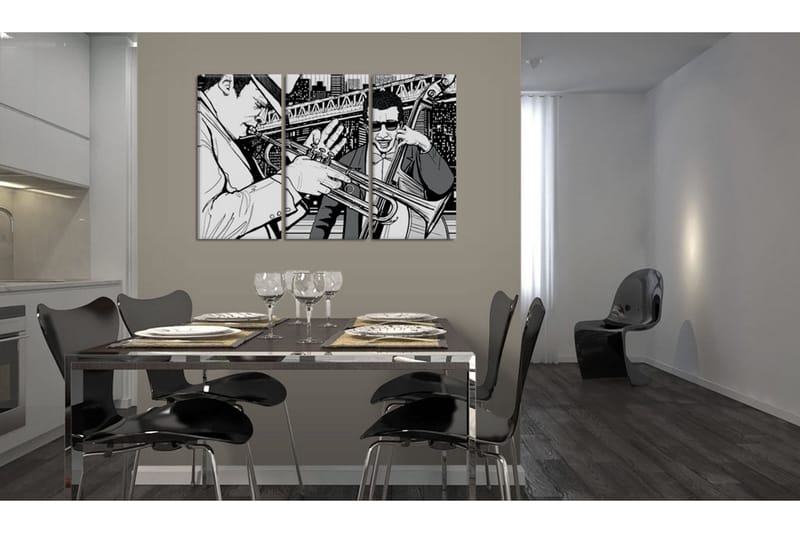 Tavla Jazzkonsert på bakgrunden av New York 90x60 - Artgeist sp. z o. o. - Inredning - Tavlor & konst - Canvastavlor