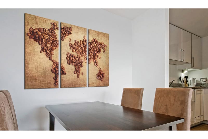 Tavla Kaffe Från Hela Världen Triptyk 60x40 - Artgeist sp. z o. o. - Inredning - Tavlor & konst - Canvastavlor