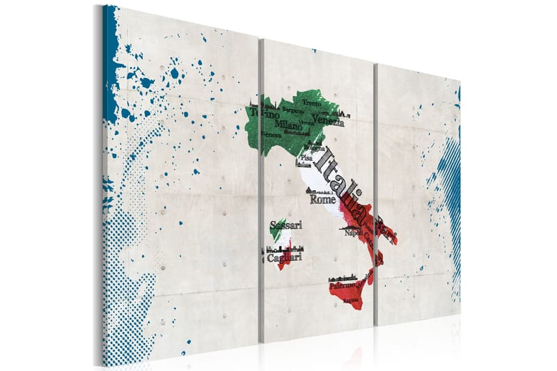 Tavla Karta Över Italien Triptyk 120x80, Artgeist sp. z o. o.