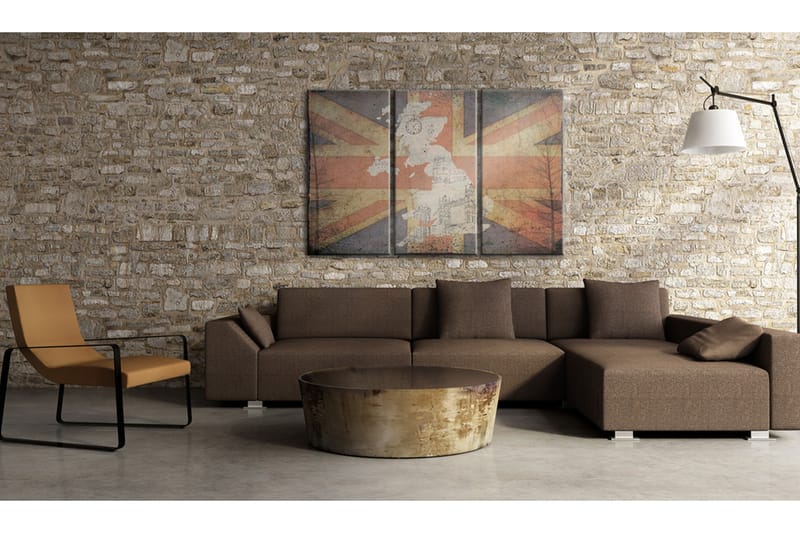 Tavla Karta Över Storbritannien Triptych 120x80 - Artgeist sp. z o. o. - Inredning - Tavlor & konst - Canvastavlor