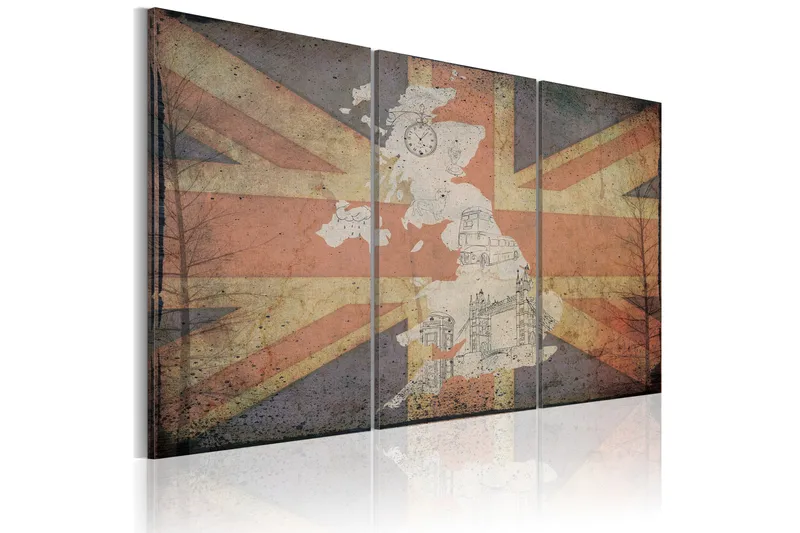 Tavla Karta Över Storbritannien Triptych 60x40, Artgeist sp. z o. o.