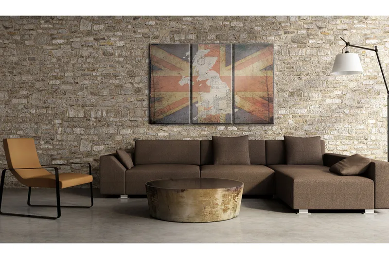 Tavla Karta Över Storbritannien Triptych 60x40 - Artgeist sp. z o. o. - Inredning - Tavlor & konst - Canvastavlor